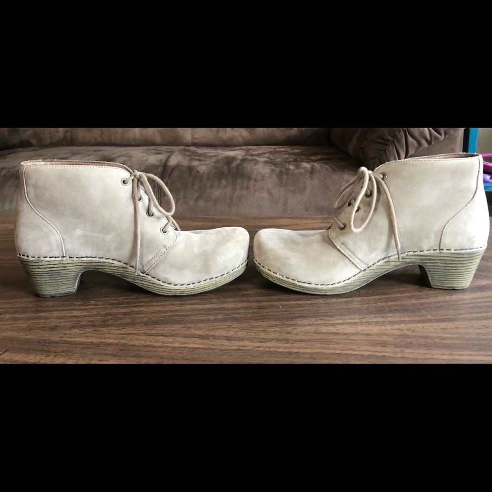 Taupe Dansko Meena Lace-Up Clog Ankle Bootie 38